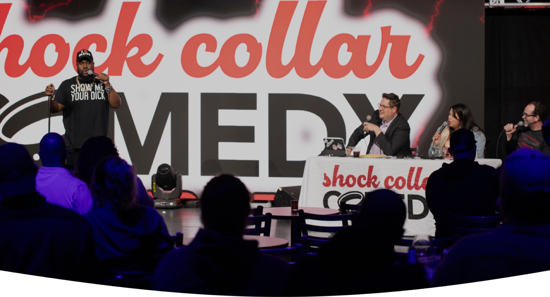 British Jon on stage at Shock Collar Comedy